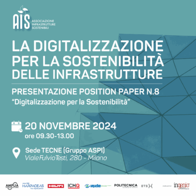 Save the date: convegno AIS “La digitalizzazione per la sostenibilità delle infrastrutture”