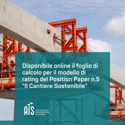 Disponibile online il foglio di calcolo per il modello di rating del Position Paper n.5 “Il Cantiere Sostenibile”